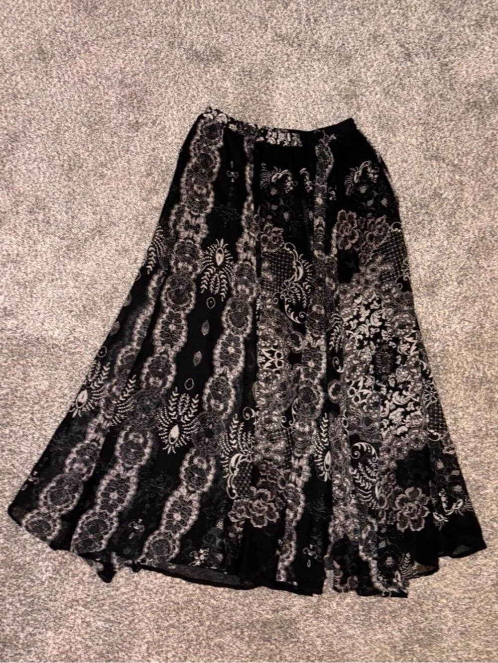 Black & white Y2K whimsygoth maxi skirt